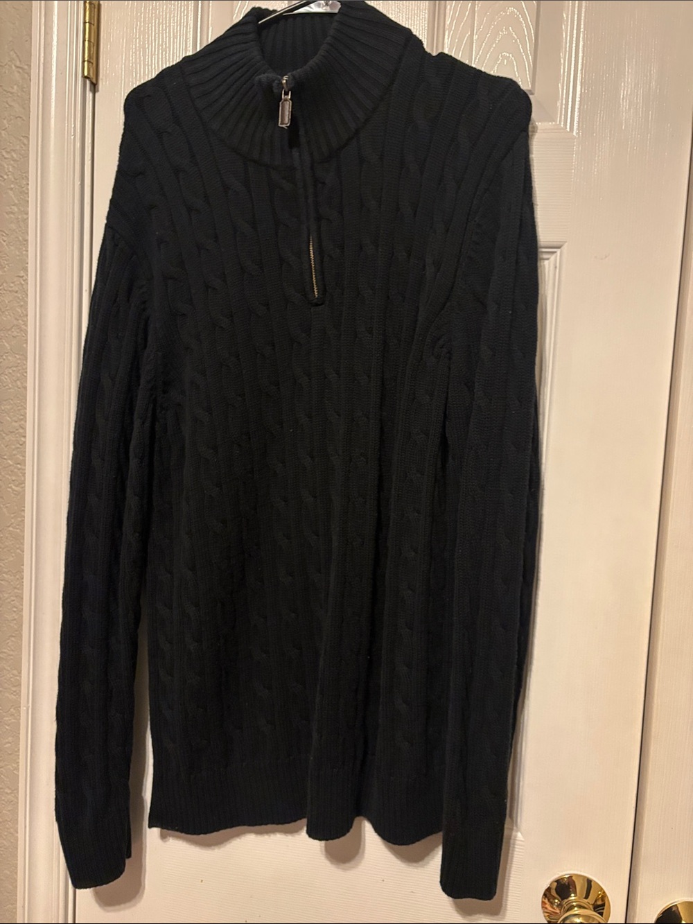 Old Navy Men's Black Cable-Knit Zip Sweater